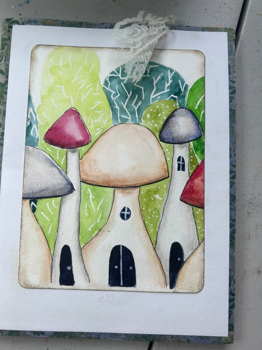 Mushroom Journal -hanpainted journal